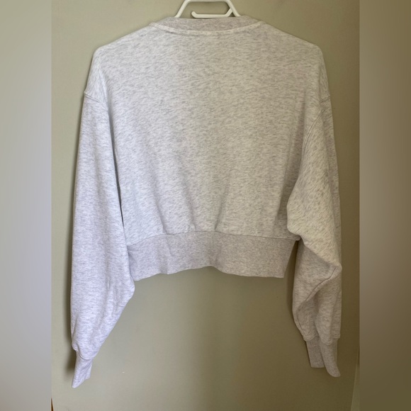 Aritzia TNA Perkins Cropped Sweatshirt Heather Grey Size Small Dolman Sleeves - Picture 5 of 10